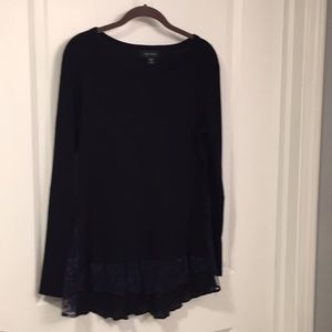 Sweater with tiered lace at the bottom